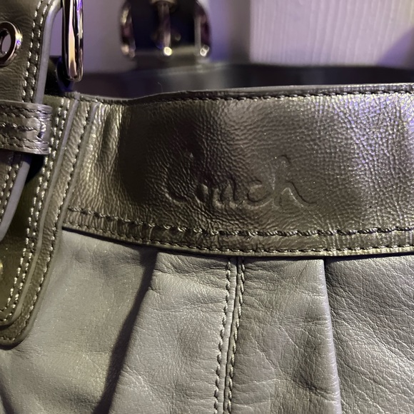 Large, grey/silver, leather coach purse with pink fabric interior made in 2010 - Picture 3 of 7